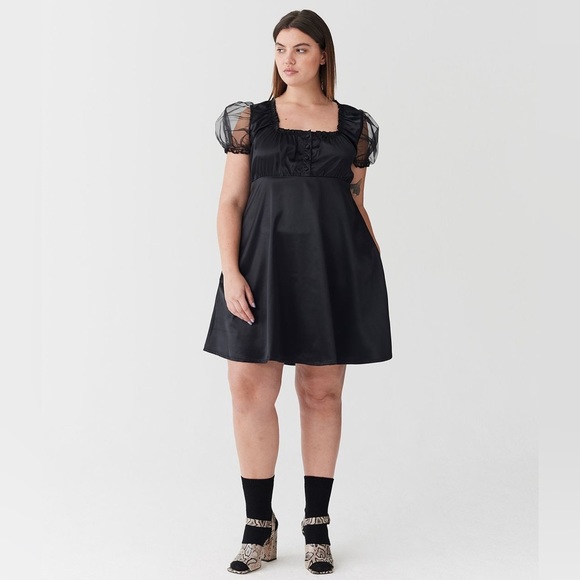 Lazy Oaf Dresses & Skirts - Lazy Oaf Pretty Ugly Babydoll Dress Black 12